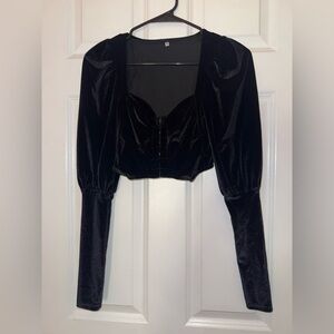 SHEIN Black Velvet Crop Top